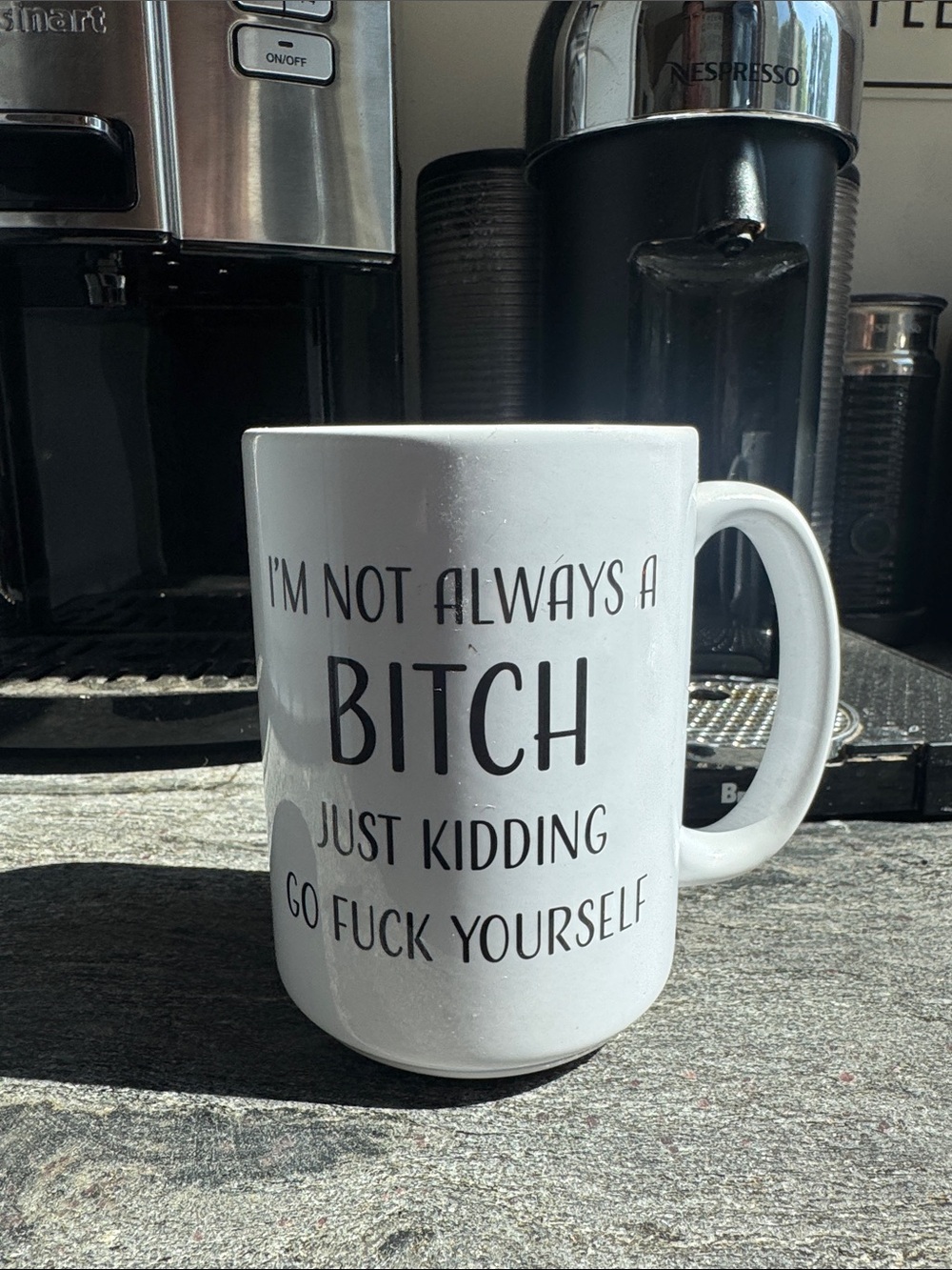 White Novelty Quote Coffee Mug - Bold Black Text